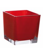 Vase cube rouge – 10 cm