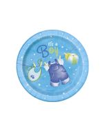 8 Assiettes Baby-Shower bleues it's a boy - Ø 17,1 cm