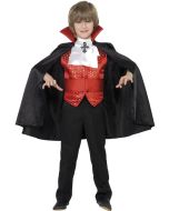 Déguisement garçon Dracula rouge et noir - Taille L 