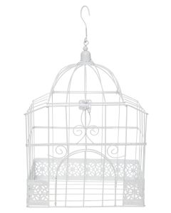 Cage Oiseau Deco Rectangle Blanc