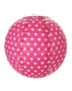 2x Lanterne Papier 20cm - Pois Fuchsia