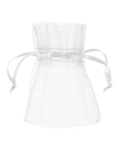 10 x Sachet Dragées Tulle - Blanc