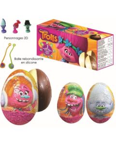 3 oeufs surprise au chocolat Trolls à prix discount