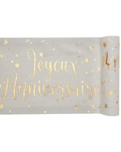 chemin table joyeux anniversaire coton or