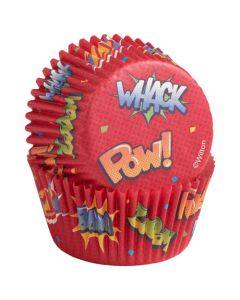 75 Caissettes à cupcakes rouges "pow !"