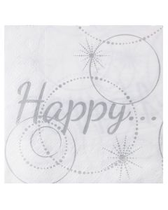 Lot de 20 serviettes Happy - blanches