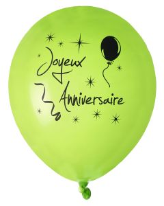 8 ballons Joyeux anniversaire vert - 3