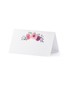 25 x Marque place floral champêtre, 9.5 x 5.5 cm