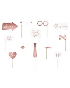 Accessoires photobooth mariage rose gold x 12
