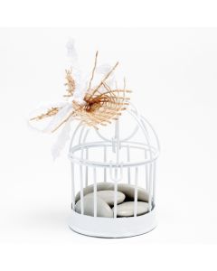 Cage en métal blanc - 7 cm ( délai 10 jours )