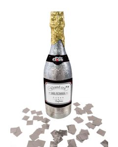 Canon à confettis bouteille de champagne argent à prix discount