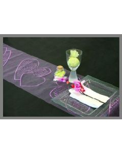 Chemin de table organza - coeur parme