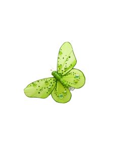 4 papillons strass sur pince 8 cm - menthe