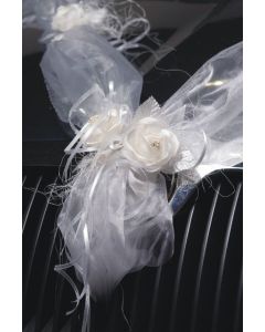 Guirlande organza, rubans et roses blanches