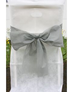 Noeuds en organza pour housses de chaises en intissé - gris - x10