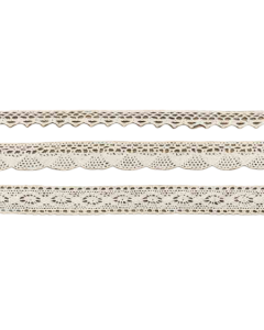 3 Rubans coton dentelle ivoire - 1.5m