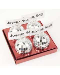 4 Boules à facettes porte-nom Argent